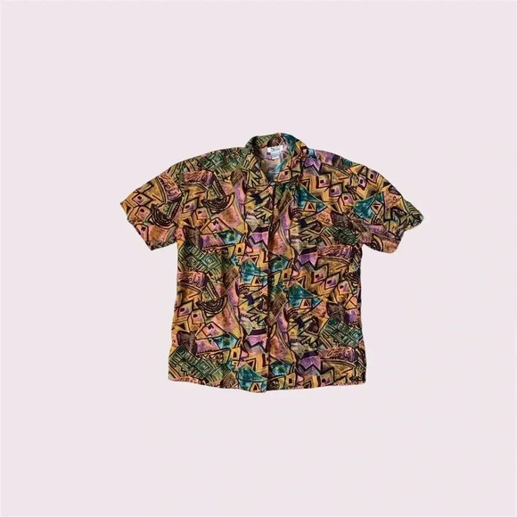 Sovie 100% silk abstract pattern men’s button up shirt - Picture 1 of 7